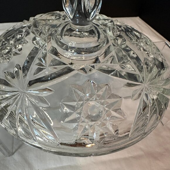 Anchor Hocking Star of David (EAPC) Glass Candy Dish with Lid Large Vintage - Picture 15 of 15